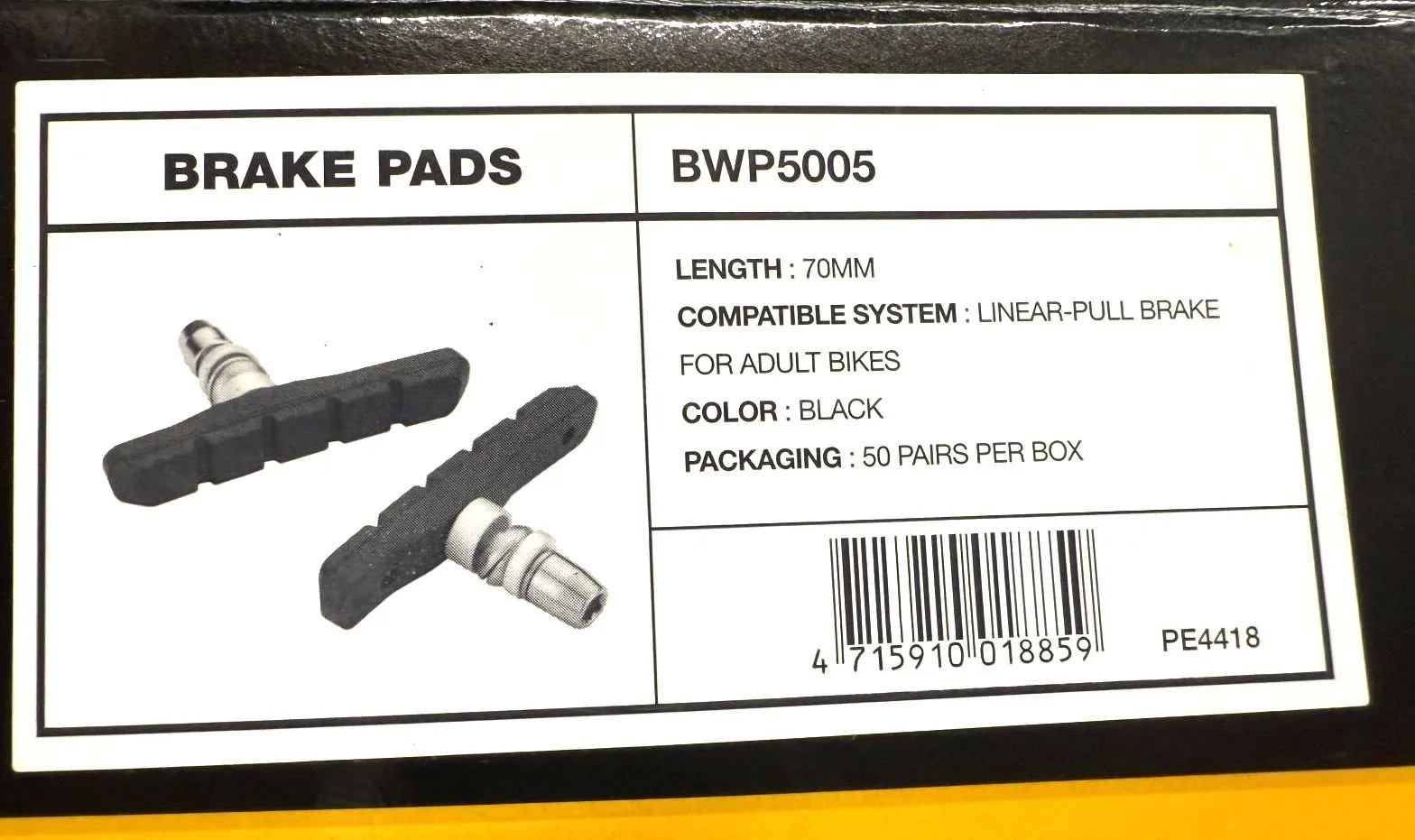 2 Pairs Jagwire Mountain Sport MTB Linear-Pull Brake Shoes with threaded posts.