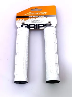 Avenir Single File MTB Bike Handlebar Grips 135mm 22.2mm White NEW