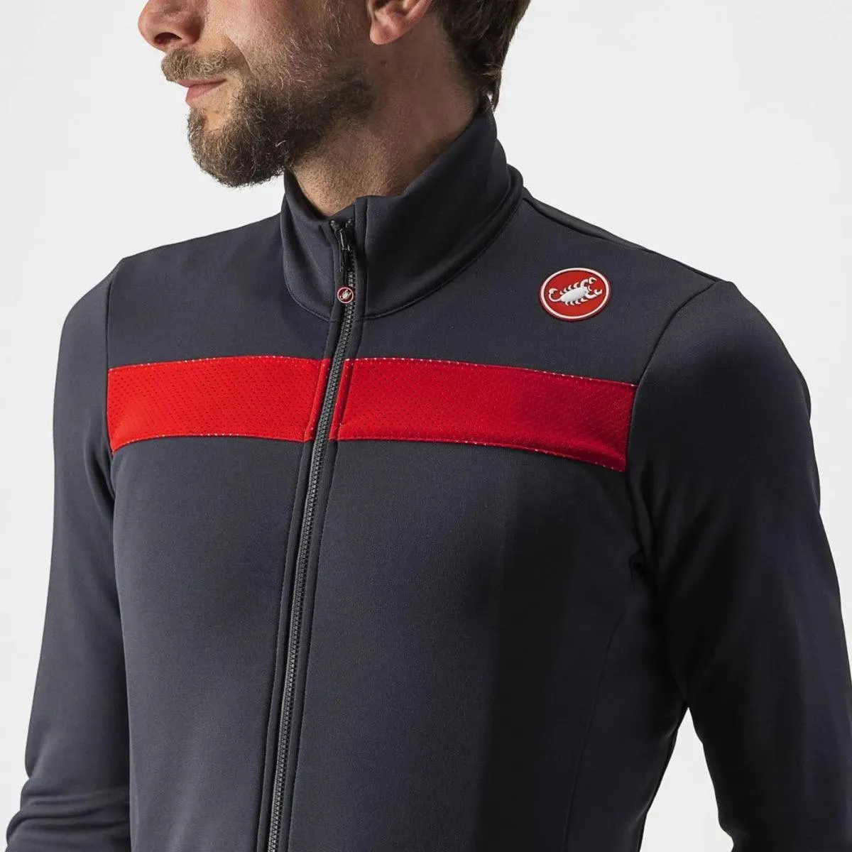 Castelli Puro 3 Mens Cycling Jersey (Dark Gray/Red Reflex)