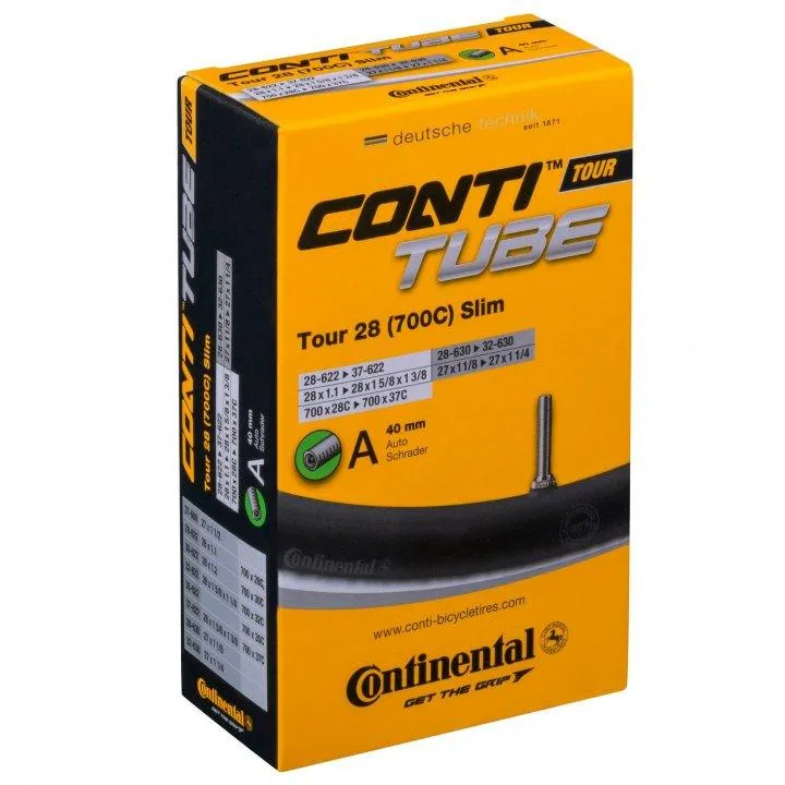 Continental Tour Slim 28" 700x28-37c 40mm Schrader Road Tube (Black)