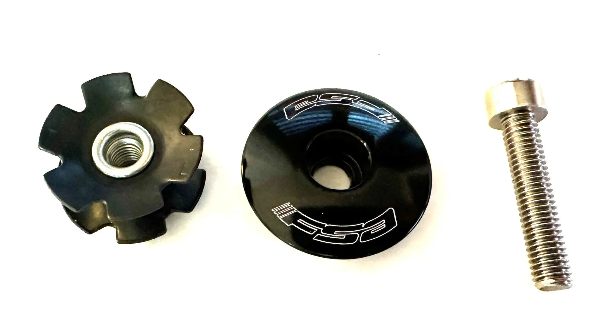 FSA Bicycle Bike Black Alloy Headset Star Nut & Top Cap Set  1-1/8" New