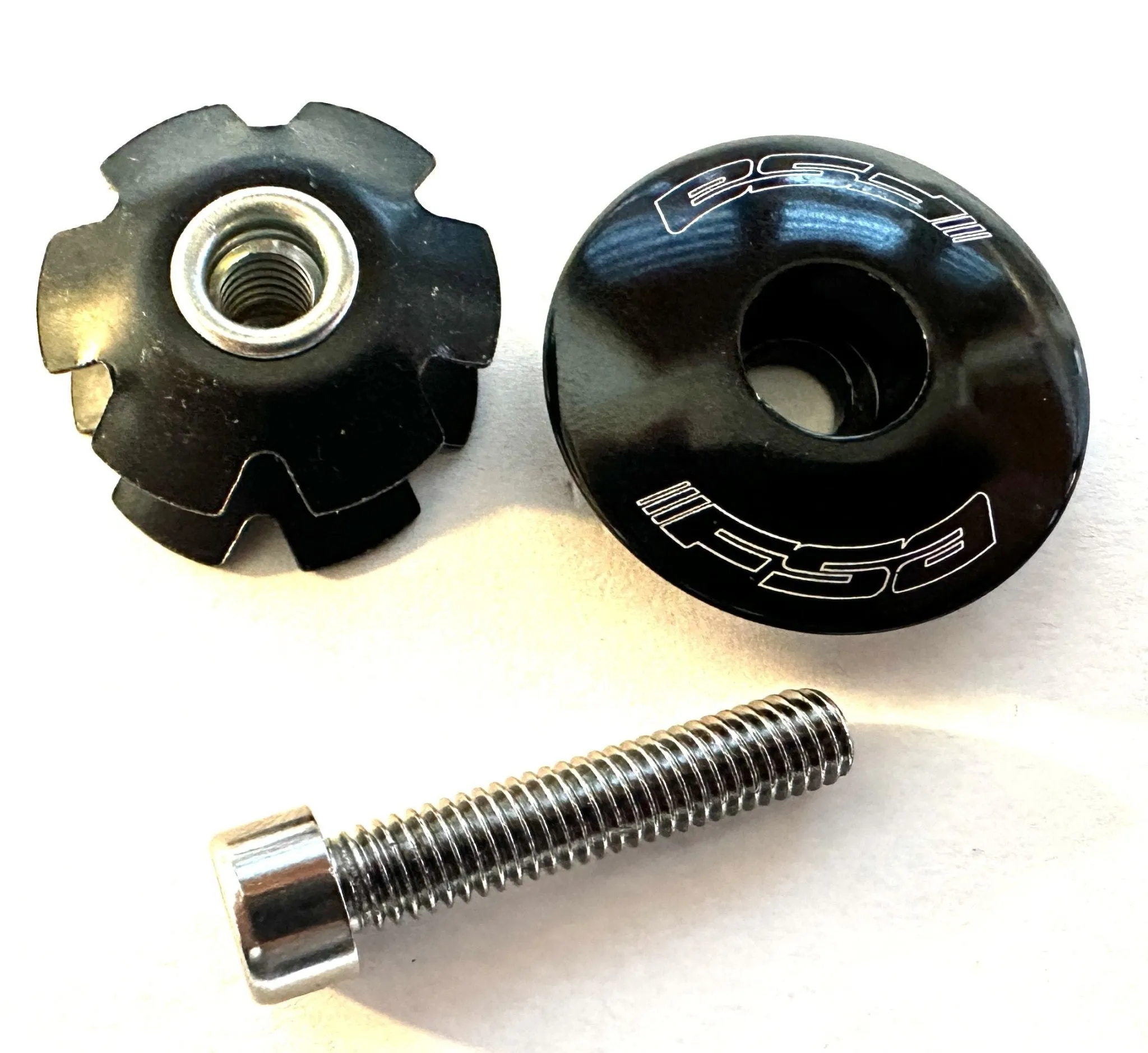 FSA Bicycle Bike Black Alloy Headset Star Nut & Top Cap Set  1-1/8" New