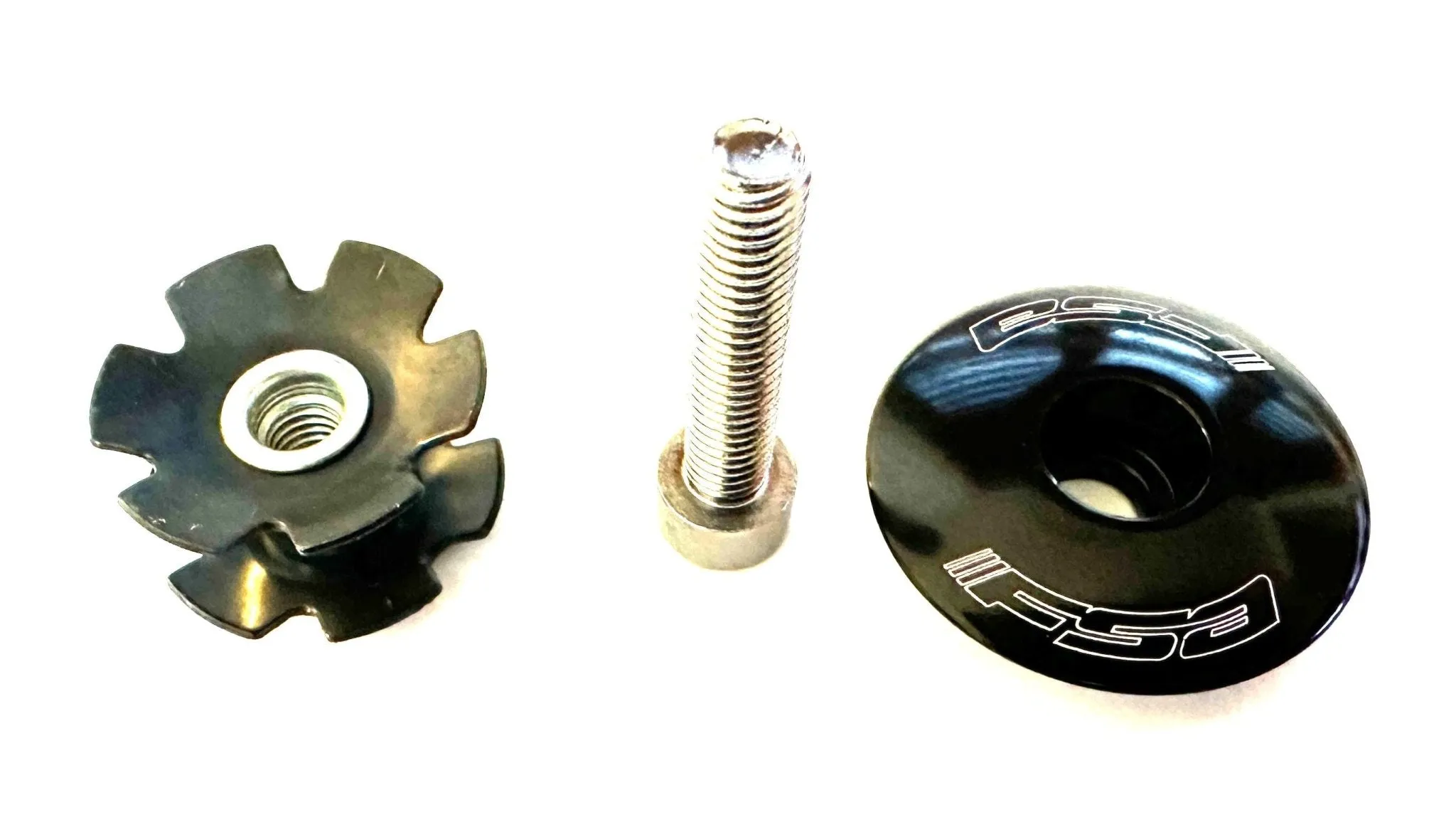 FSA Bicycle Bike Black Alloy Headset Star Nut & Top Cap Set  1-1/8" New