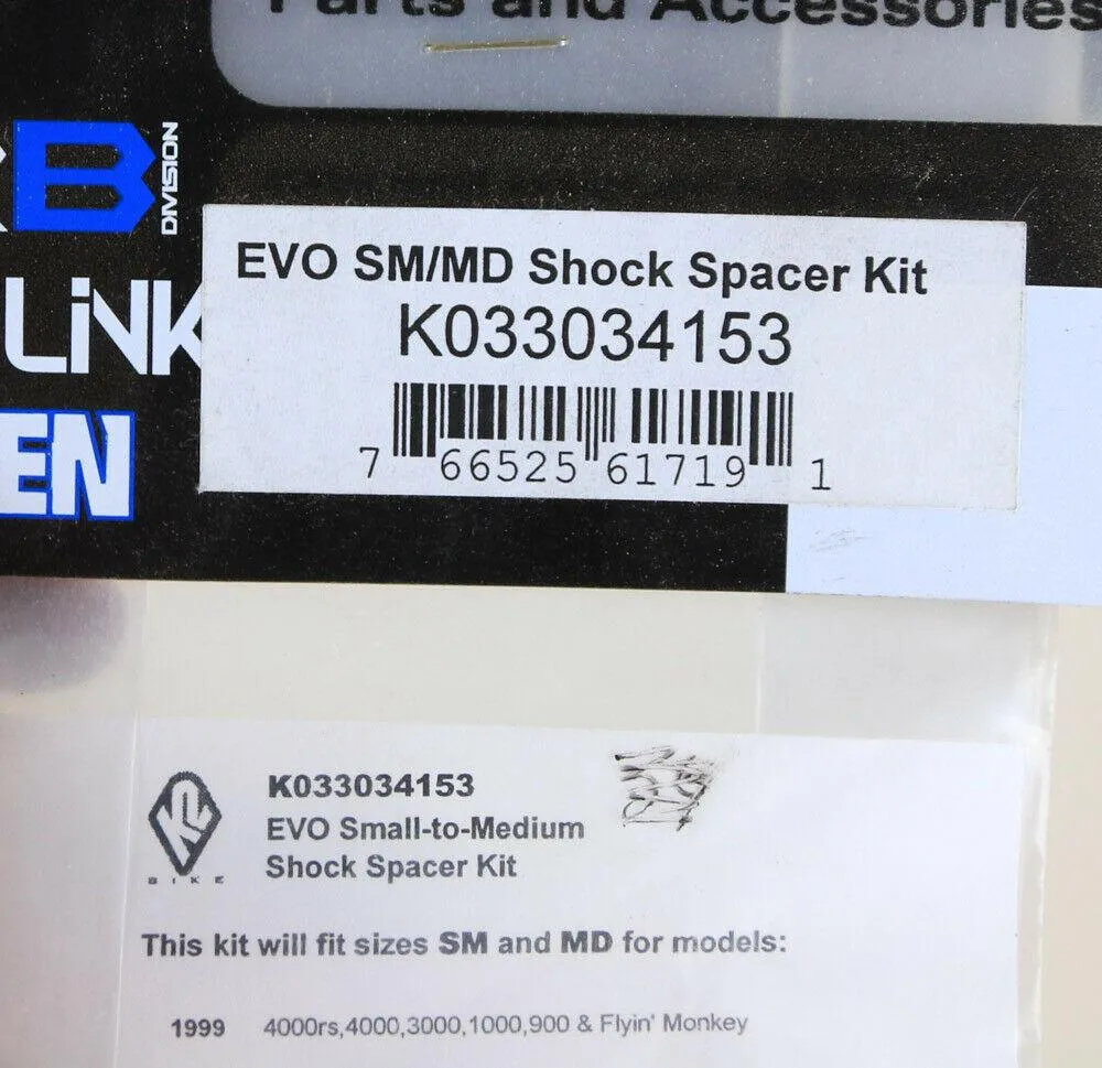 K2 B NOLEEN EVO Small to Medium Shock Spacer Kit NEW
