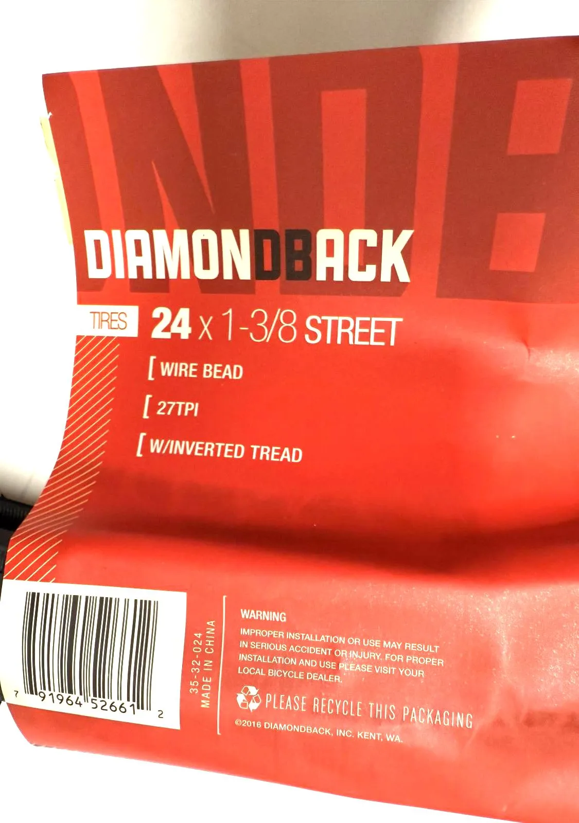 Pair (Lot of 2) Diamondback Bike Bicycle Wheelchair Wire Bead 24 x 1 3/8"  Tires